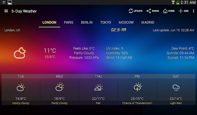 Các tính năng của Weather and Clock Widget Các tính năng của Weather and Clock Widget