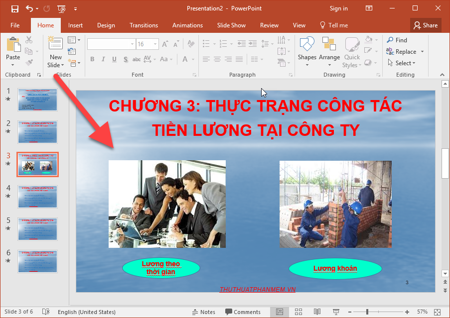 Kết quả đã chèn hình ảnh vào slide