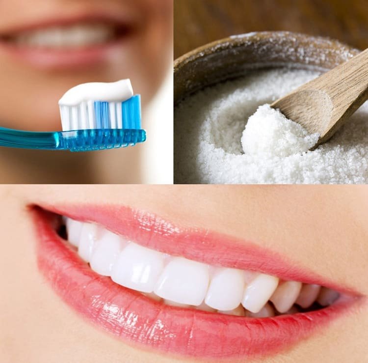 Trộn đều: 1 muỗng cà phê muố,i 1 muỗng tinh bột nghệ, ½ muỗng nước sạch với nhau cho đến khi có được hỗn hợp đặc sệt. Dùng bàn chải quết trực tiếp hỗn hợp rồi đánh răng như bình thường. Sau đó, thực hiện súc miệng lại với nước sạch. Tinh bột nghệ sẽ không làm răng bạn bị vàng nhưng có thể nhuộm màu bàn chải. Vì vậy bạn có thể cân nhắc dùng 1 bàn chải khác với tinh bột nghệ. Cách làm này tuy an toàn nhưng cũng không nên thực hiện thường xuyên nhằm bảo vệ men răng. Mỗi tuần chỉ nên thực hiện 3 lần để duy trì độ trắng sáng.