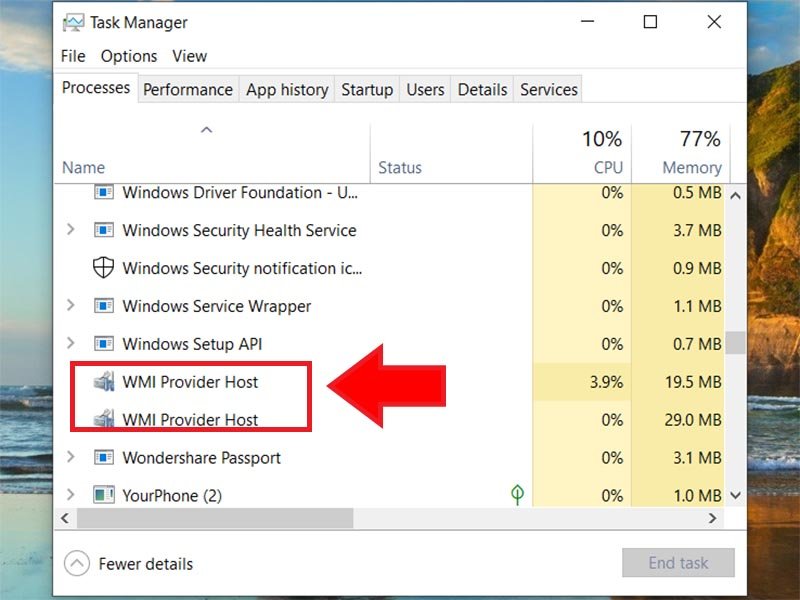 Tìm tiến trình đang chạy trên WMI Provider Host