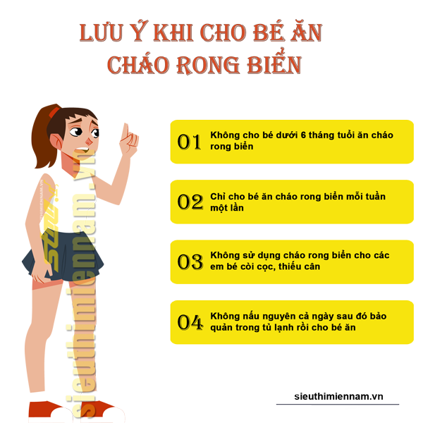 lưu ý khi cho bé ăn cháo rong biển