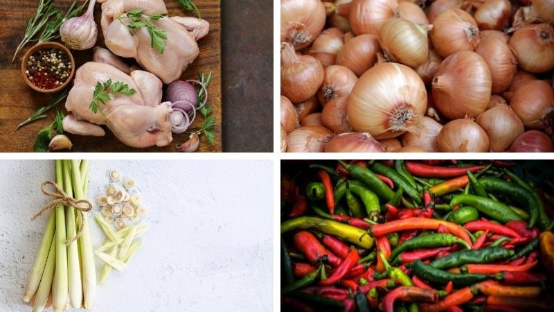 Nguyên liệu làm món gà ủ muối hoa tiêu