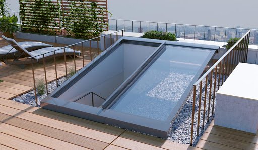 mái trượt giếng trời bằng kính