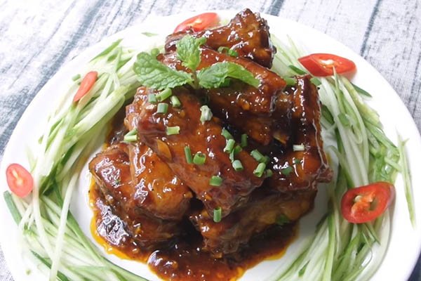 mật ong phủ bóng miếng sườn