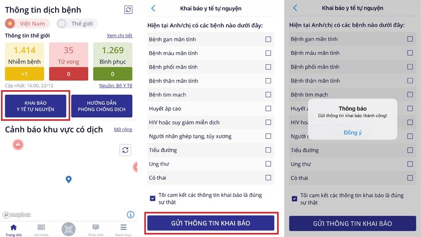 Thưc hiện khai báo y tế qua app NCOVI