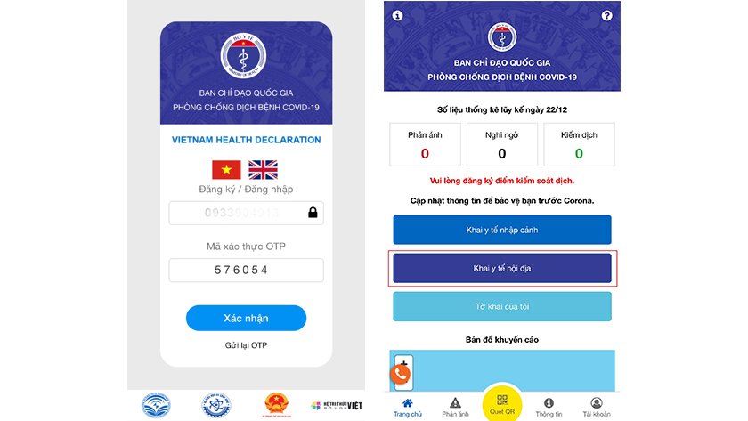 Khai báo y tế qua app Vietnam Health Declaration