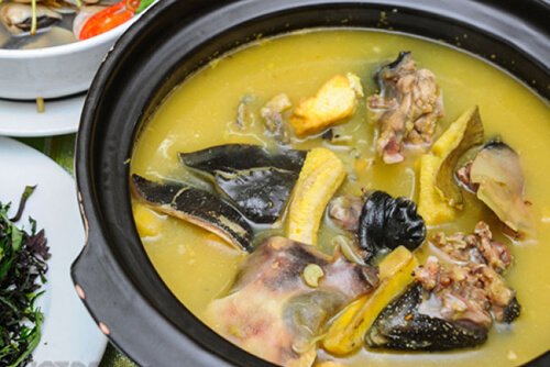 Món ba ba om chuối đậu