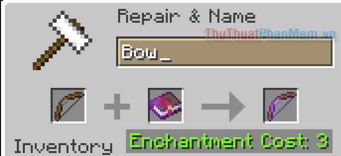 Mục Enchantment Cost thể hiện lượng kinh nghiệm bạn sẽ mất sau khi enchant