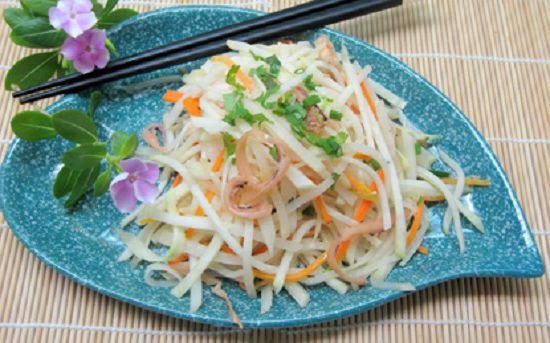 mực mai xào su hào
