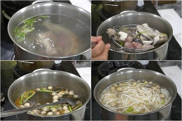 nấu nước dùng cho bánh canh
