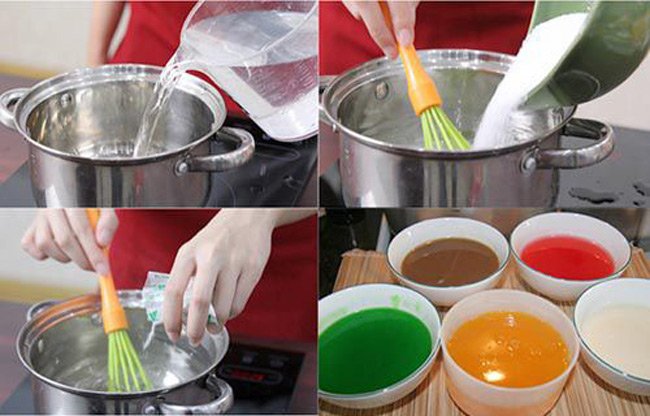 Nấu rau câu làm cốt bánh, nấu rau câu