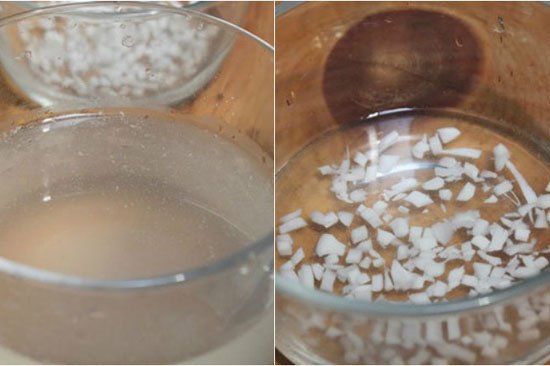 ngâm thạch dừa với nước