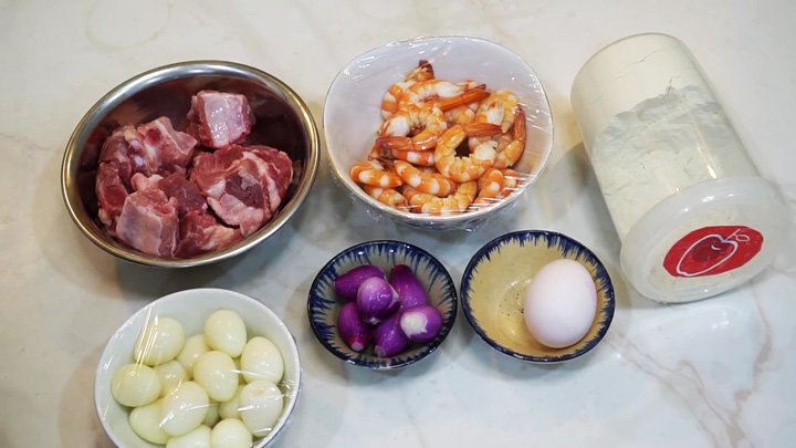 nguyên liệu nấu bánh canh bột mì