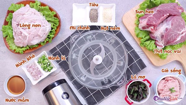 nguyên liệu làm món dồi heo chiên