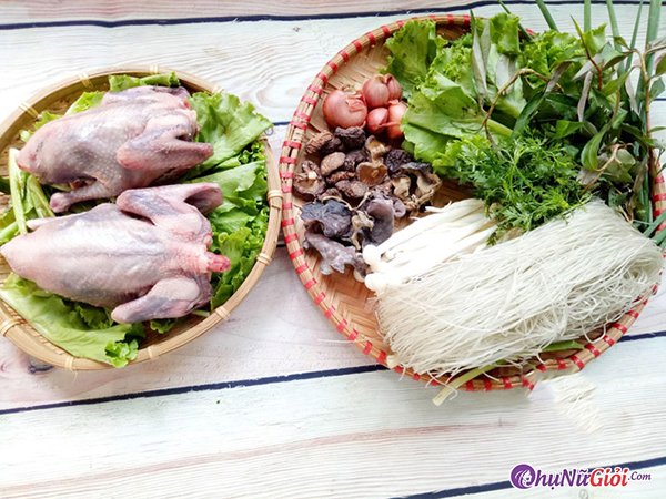 nguyên liệu làm thịt chim bồ câu nấu miến