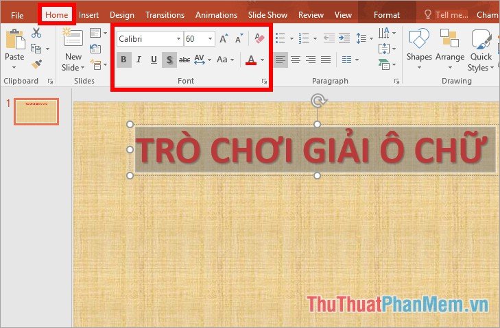 Nhập dòng chữ TRÒ CHƠI GIẢI Ô CHỮ vào textbox Nhập dòng chữ TRÒ CHƠI GIẢI Ô CHỮ vào textbox