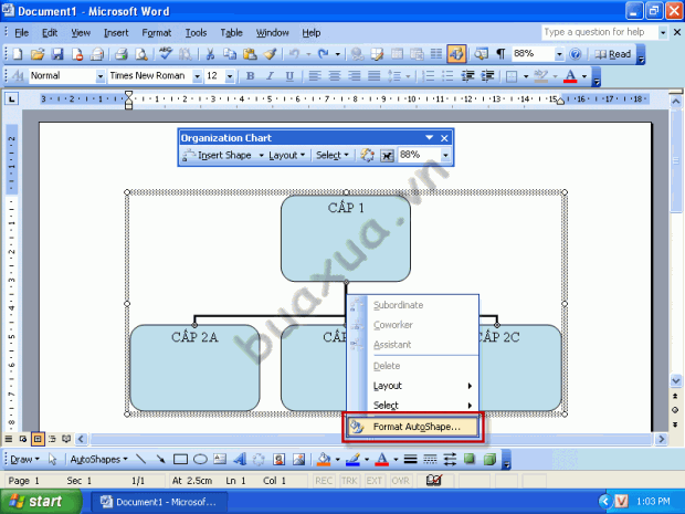 Nhấn nút phải chuột vào đường nối sau đó chọn Format AutoSharp Nhấn nút phải chuột vào đường nối sau đó chọn Format AutoSharp