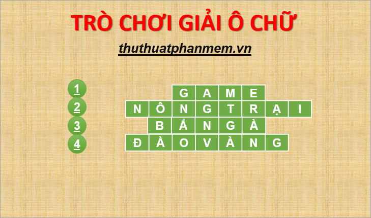 Sao chép các ô đáp án và nhập các đáp án tương ứng Sao chép các ô đáp án và nhập các đáp án tương ứng