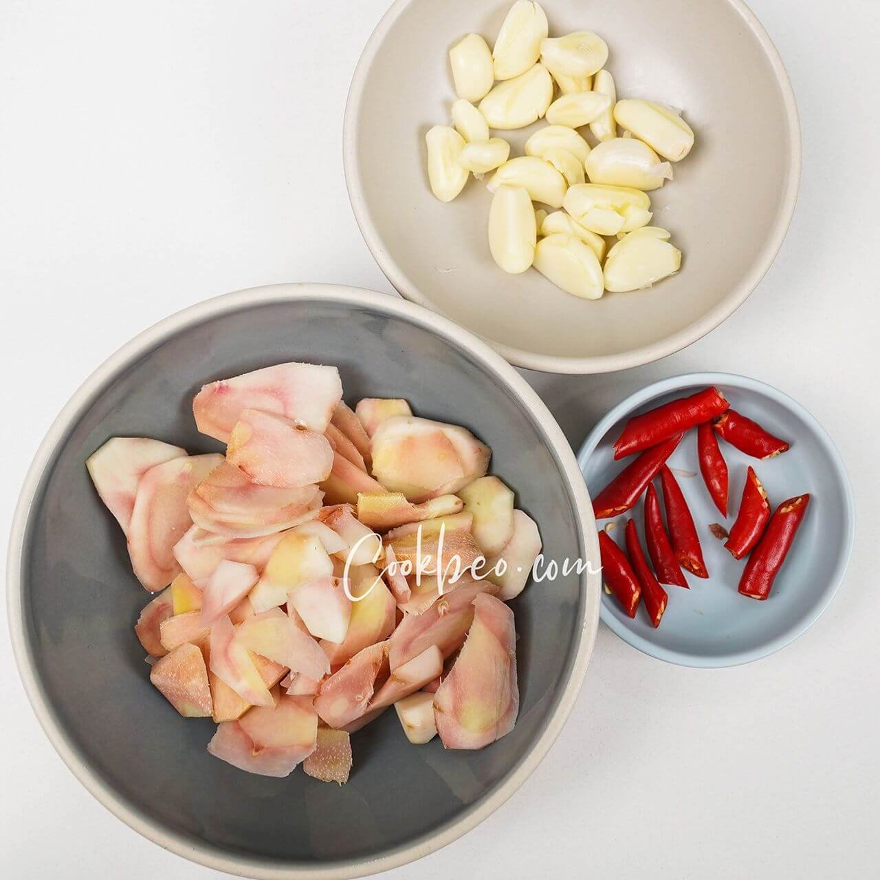 Các nguyên liệu đã được sơ chế xong