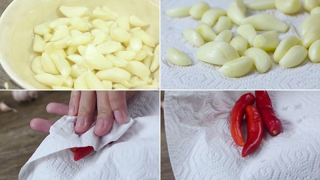 Sơ chế ớt và tỏi