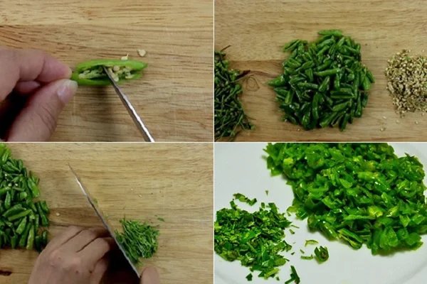 sơ chế ớt xanh