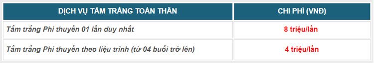 tắm trắng tại hà nội giá bao nhiêu