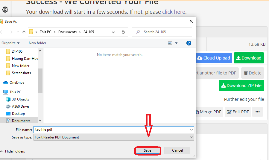 Nhấn Save để kết thúc quá trình tạo file 
