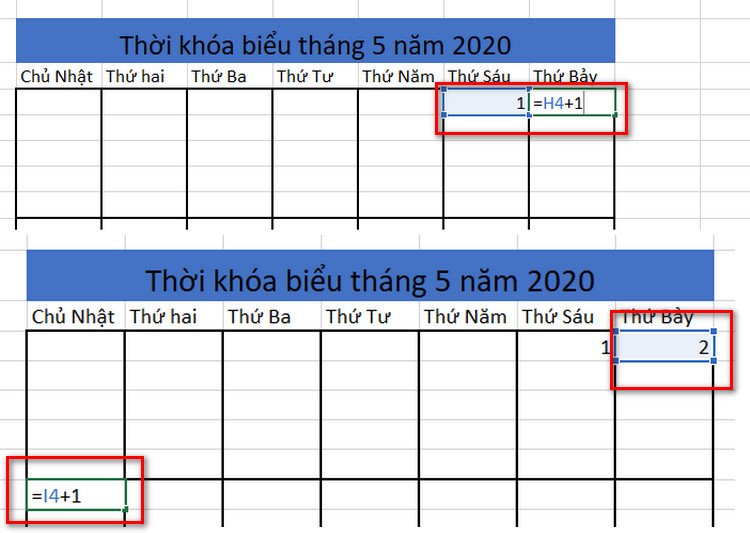 tạo ngày cho thời khóa biểu