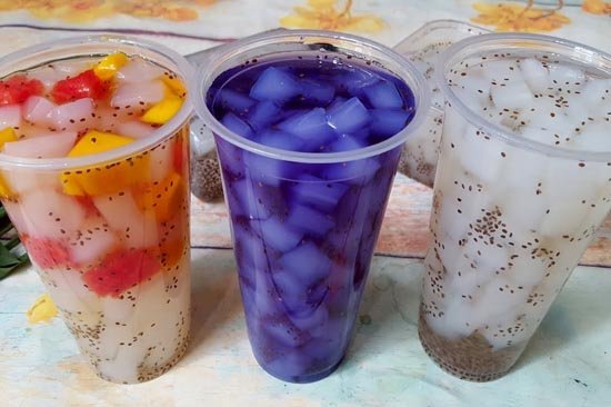 thạch dừa kết hợp hạt é