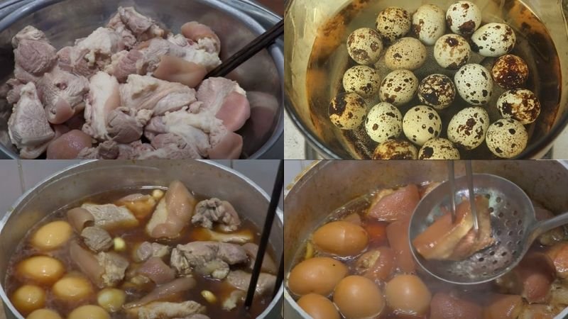 Cách chế biến món chân giò kho trứng cút
