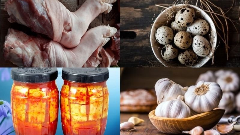 Nguyên liệu làm món chân giò kho trứng cút