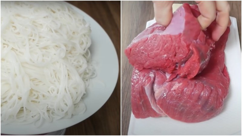 Nguyên liệu làm bún trộn thịt bò Nguyên liệu làm bún trộn thịt bò