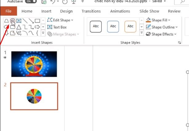 Các bạn muốn cái nón này ở trong một đường viền thì bạn vào phần Shapes chọn hình như bên dưới.