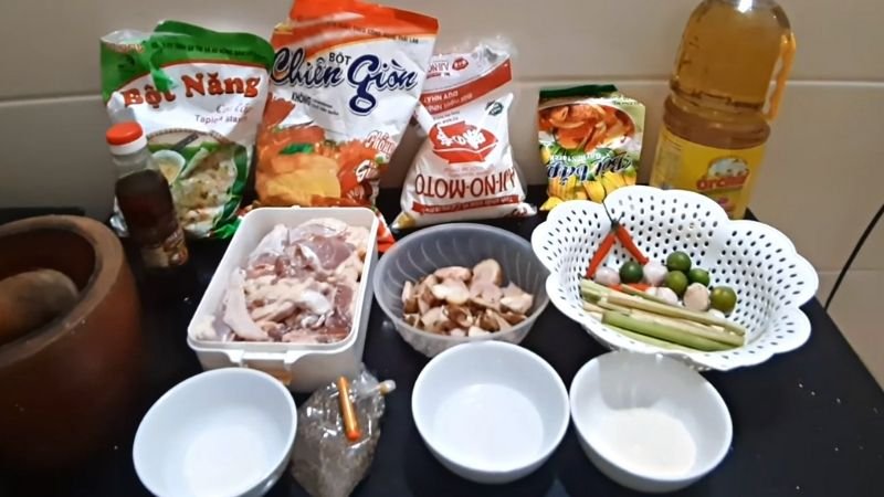 Các nguyên liệu làm món vịt rang riềng