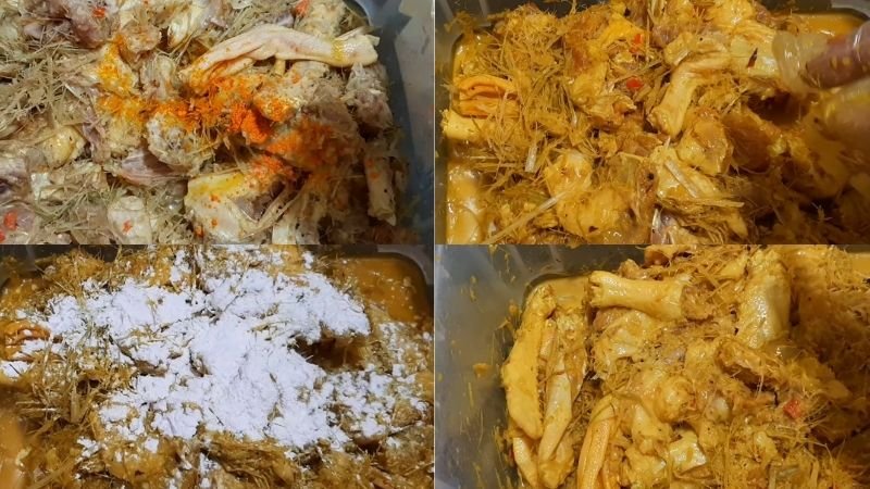 Trộn đều tất cả lên để giúp thịt thấm gia vị bạn nhé!