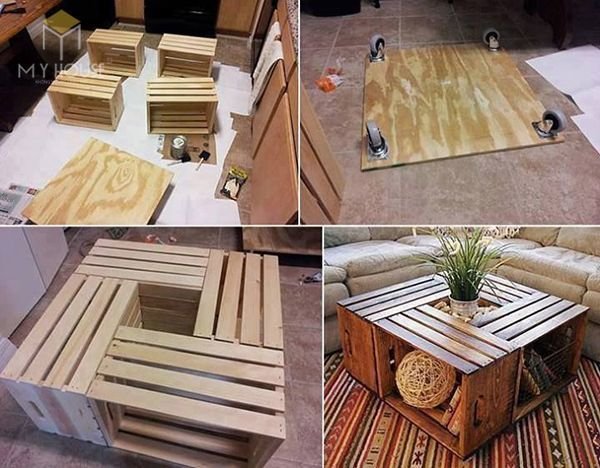 Bàn ghế handmade cafe hình hộp
