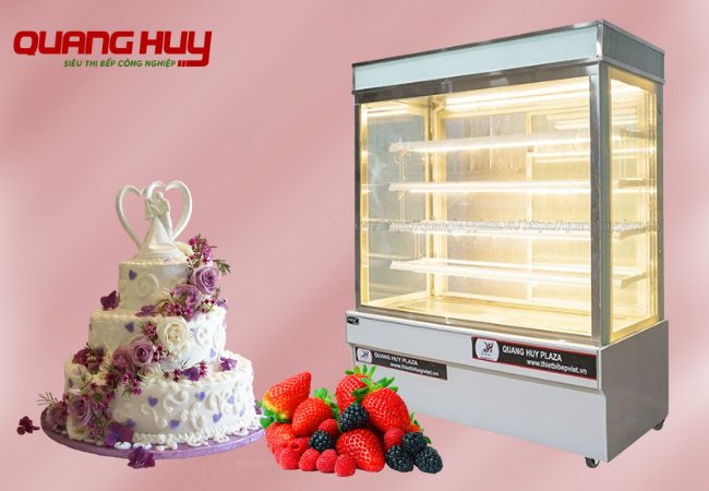 Tủ trưng bày bánh kem 5 tầng 1m5 Quang Huy, Tủ bán bánh kem Quang Huy