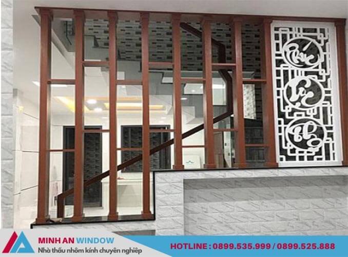 Mẫu Vách ngăn cầu thang phong thủy khung gỗ chia ô cao cấp cho biệt thự Mẫu Vách ngăn cầu thang phong thủy khung gỗ chia ô cao cấp cho biệt thự