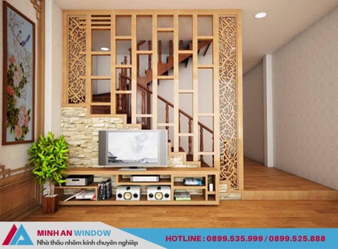 Mẫu Vách ngăn cầu thang gỗ phong thủ cao cấp Mẫu Vách ngăn cầu thang gỗ phong thủ cao cấp