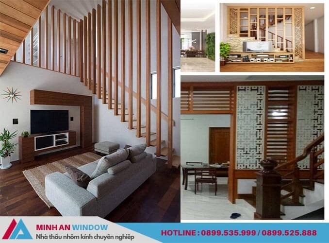 Mẫu Vách ngăn cầu thang bằng gỗ phong thủy ngăn phòng khách chất lượng Mẫu Vách ngăn cầu thang bằng gỗ phong thủy ngăn phòng khách chất lượng