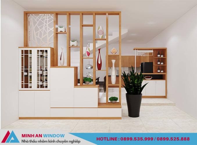 Mẫu Vách ngăn cầu thang chia ô khung gỗ phong thủy Mẫu Vách ngăn cầu thang chia ô khung gỗ phong thủy