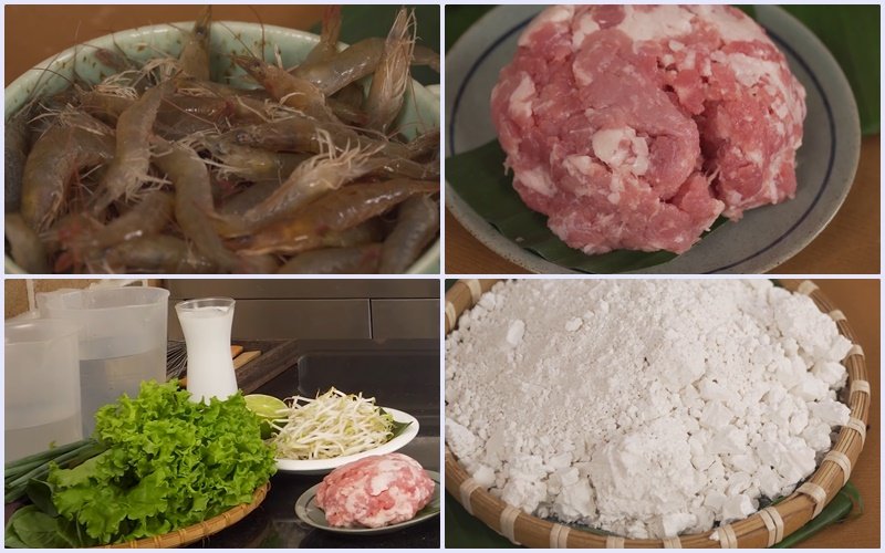 Nguyên liệu làm món bánh khọt nước cốt dừa