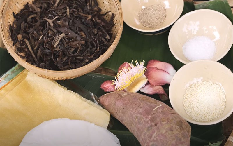 Một số nguyên liệu làm chả giò khoai lang