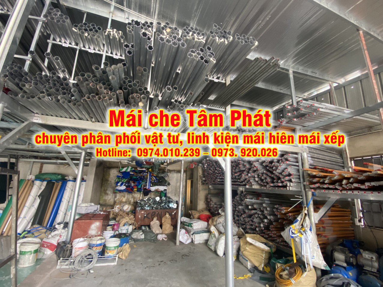 Kho vật tư linh kiện mái hiên mái xếp Tâm Phát