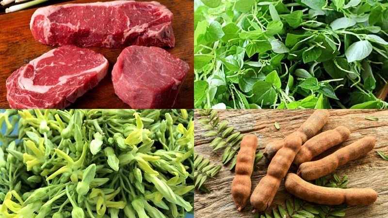 Nguyên liệu món ăn 2 cách làm bò né hoa thiên lý và rau càng cua