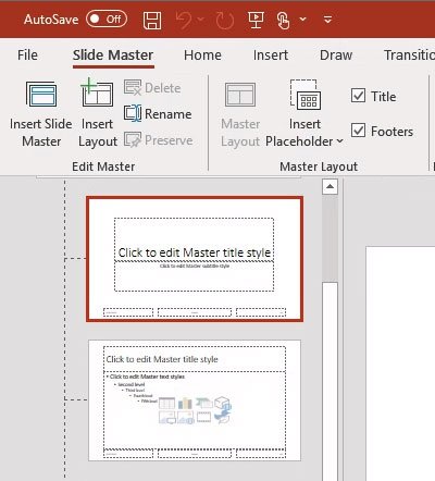 Bảng điều khiển Slide Master