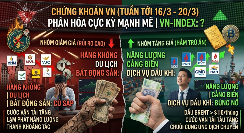 Thị trường chứng khoán Việt Nam tuần tới (16/3 - 20/3) sẽ có sự phân hóa cực kỳ mạnh mẽ